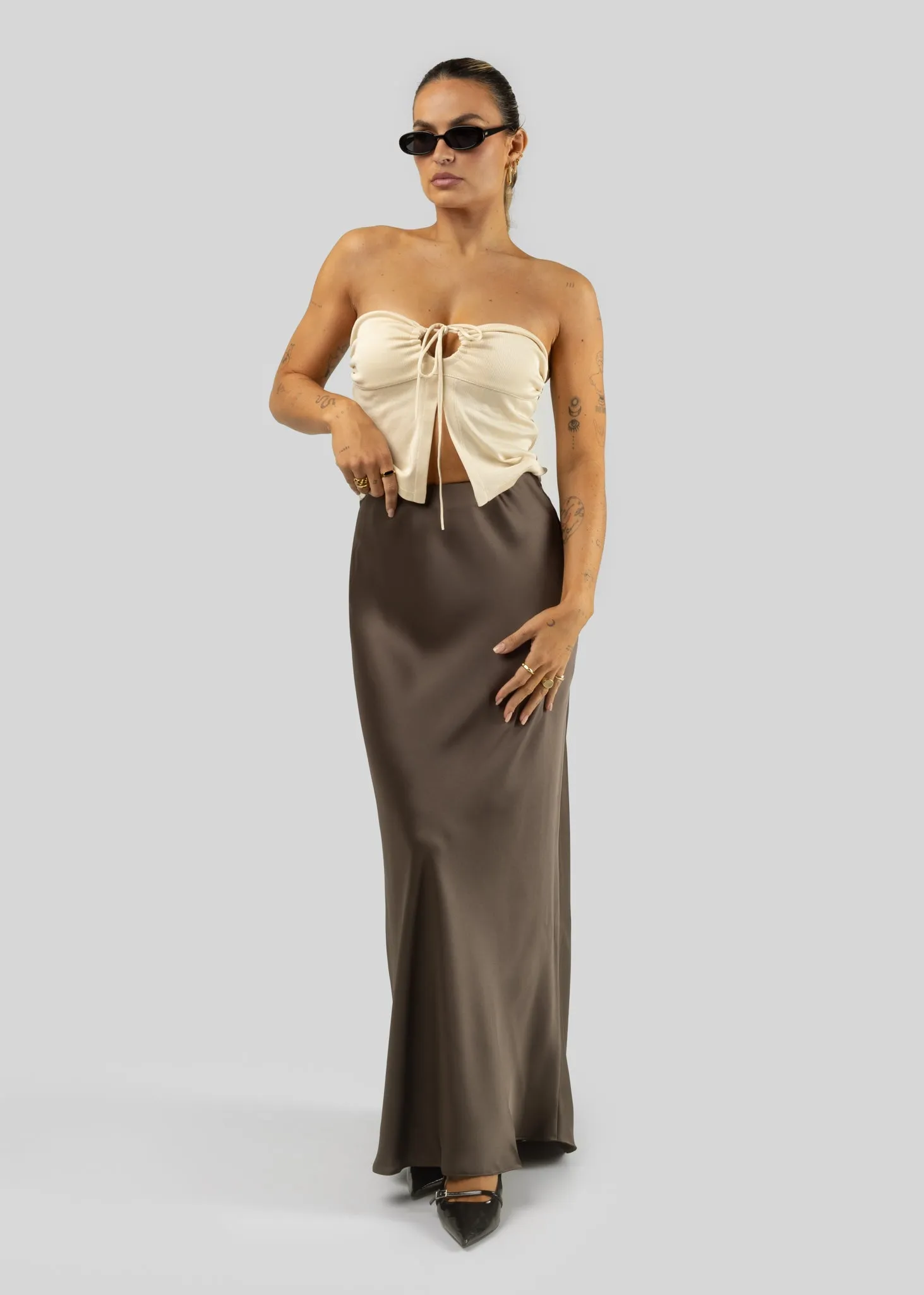 Ella Maxi Skirt Copper Brown