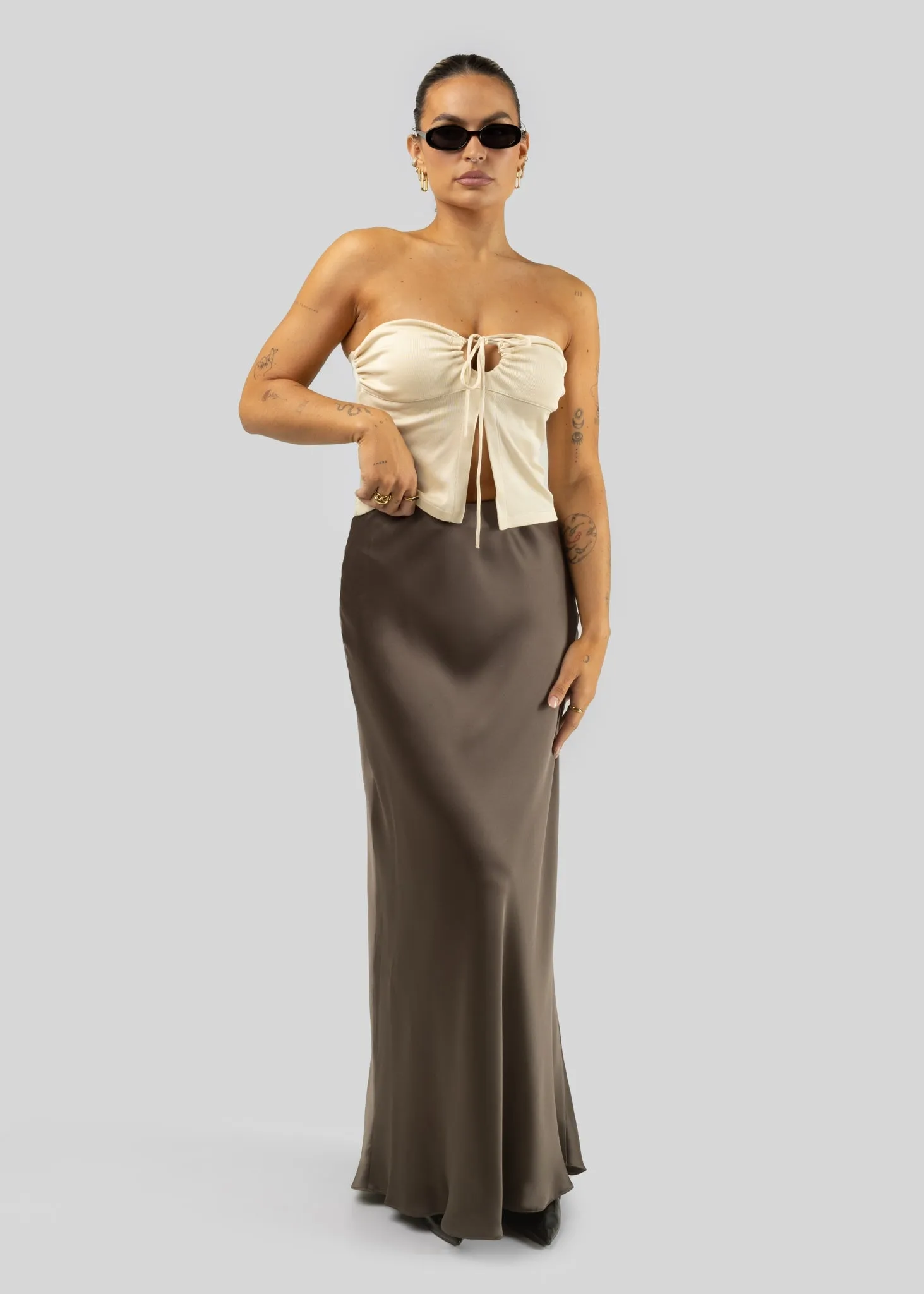 Ella Maxi Skirt Copper Brown