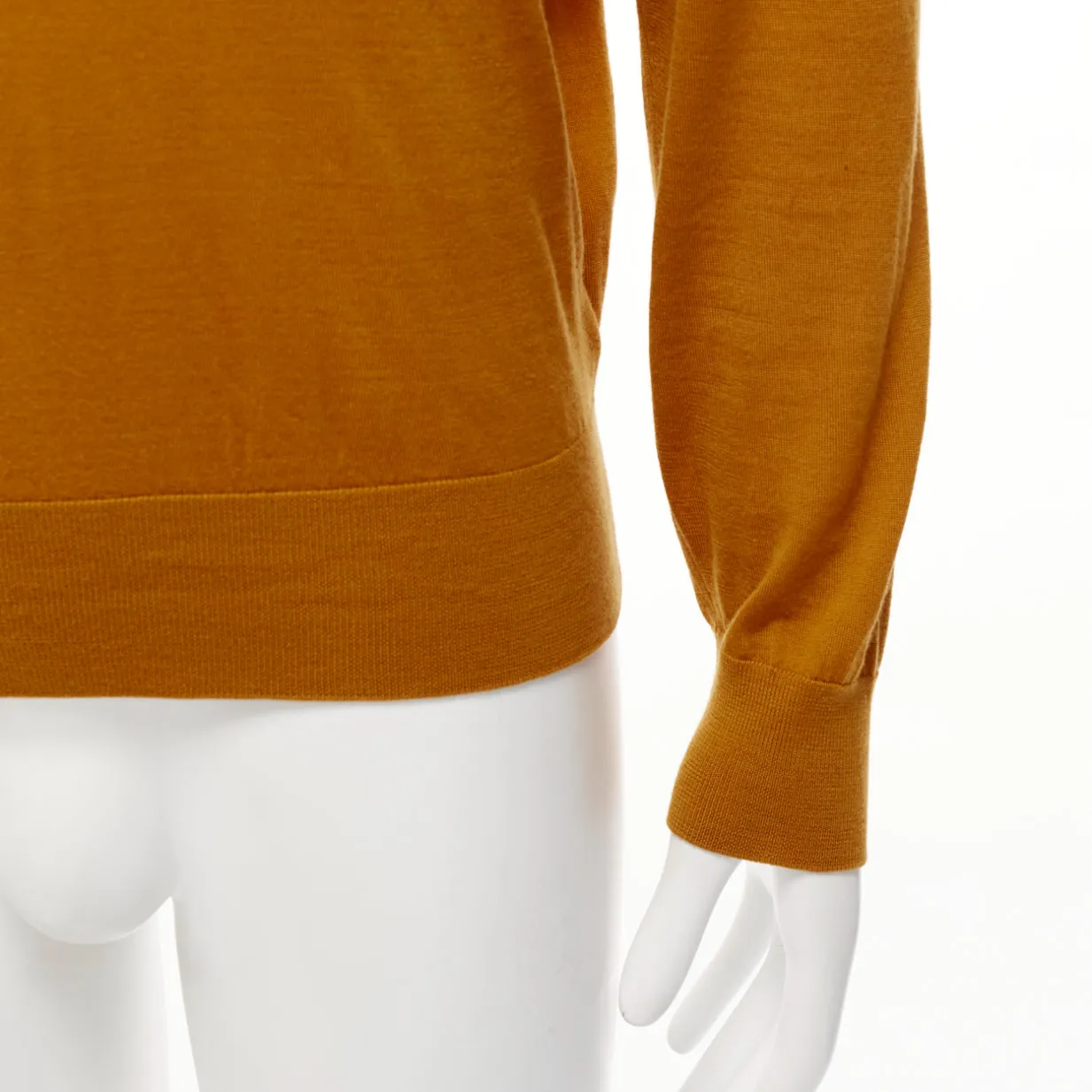 ERMENEGILDO ZEGNA wool cashmere mustard yellow knit polo sweater IT50 L