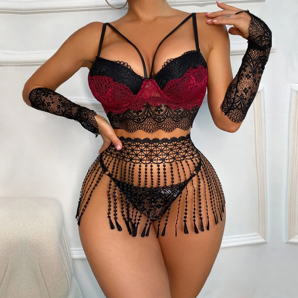 Erotic Lingerie 5-Piece Set With Gloves