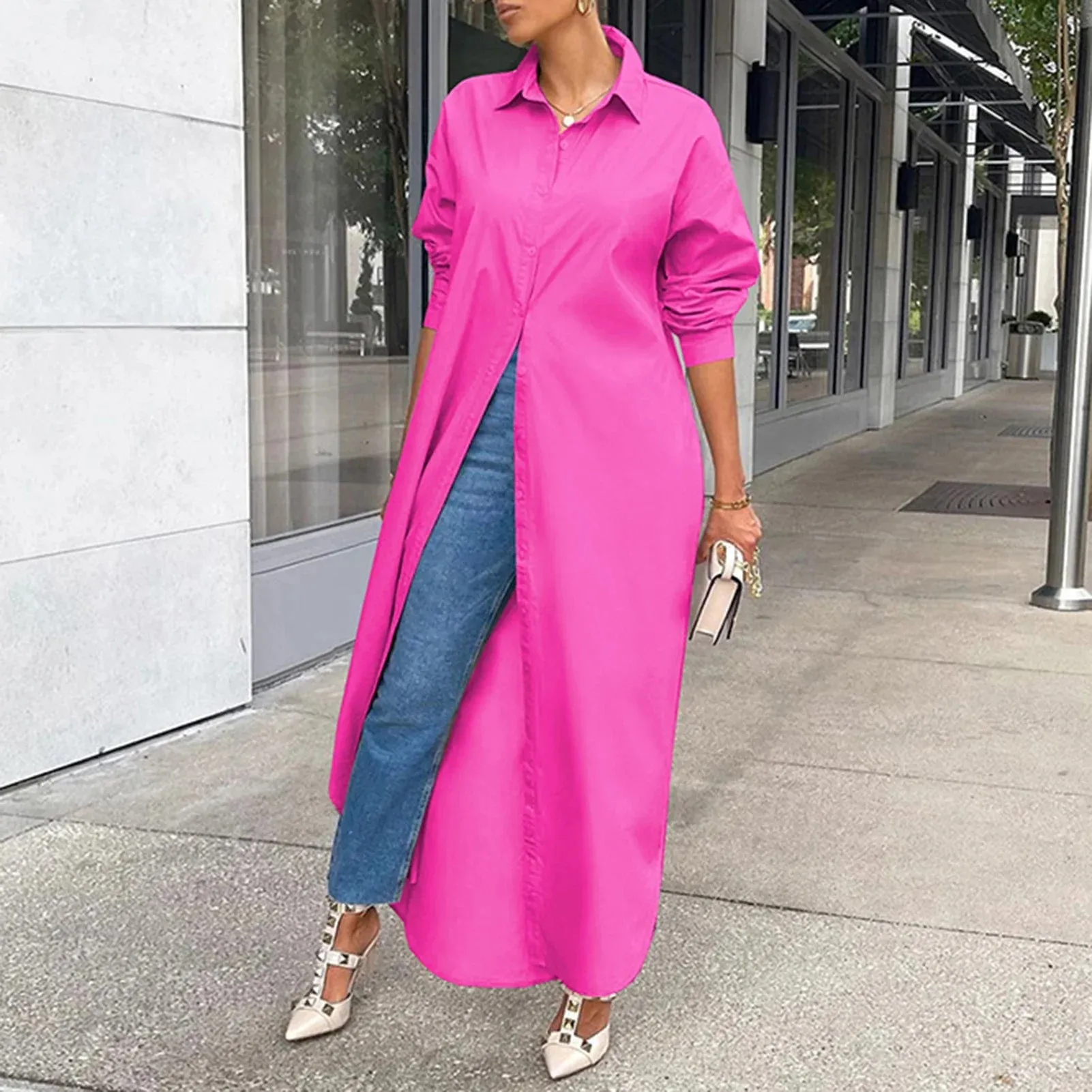 Eshe Versatile Hem Stylish Windproof Shirt Dress