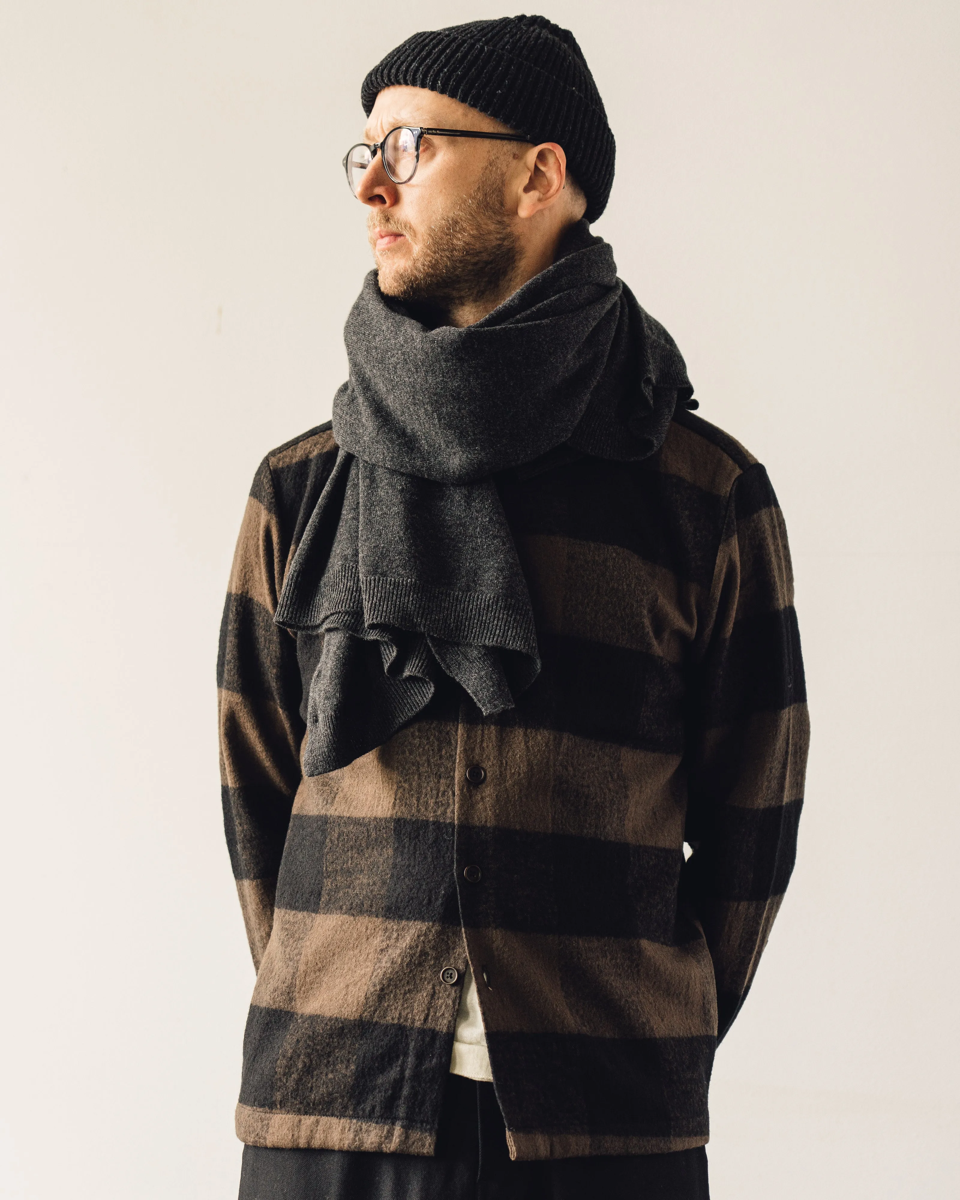Evan Kinori Knit Shawl, Charcoal