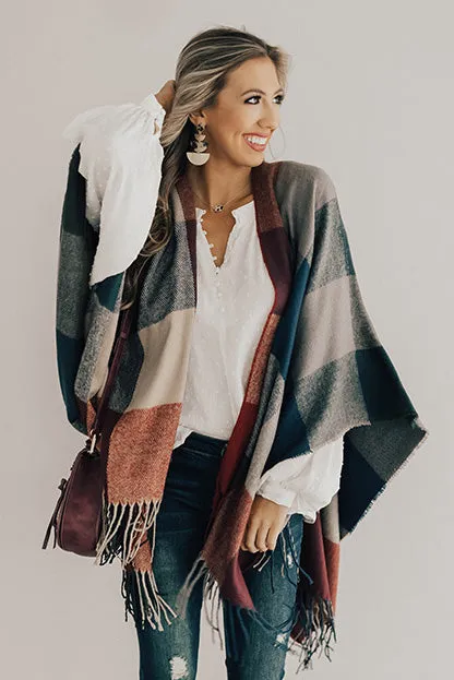 Favorite Time Of Year Plaid Poncho
