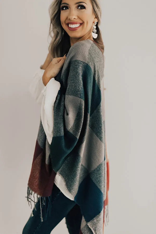 Favorite Time Of Year Plaid Poncho