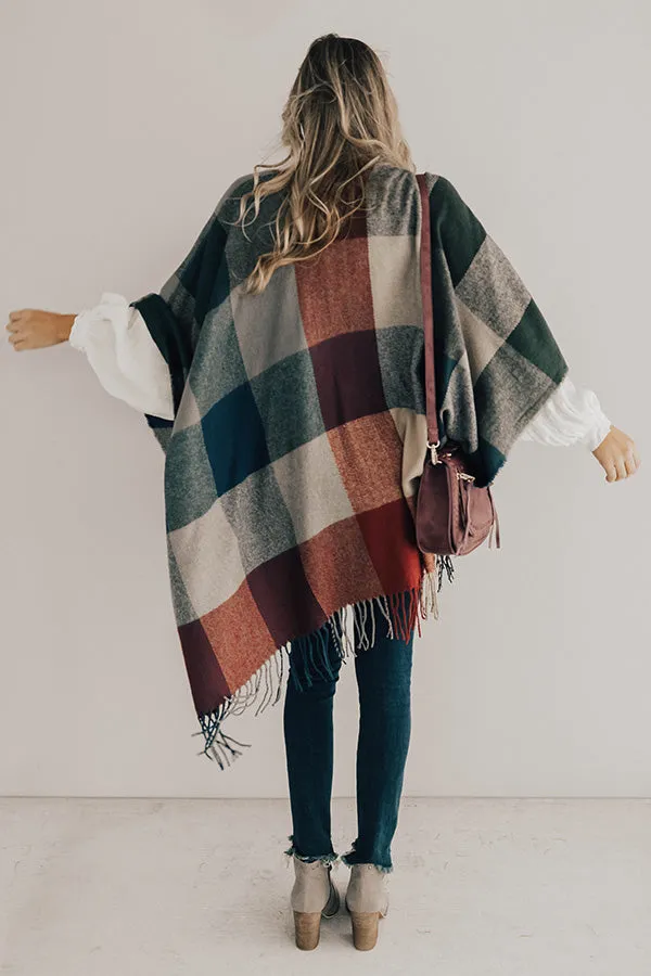 Favorite Time Of Year Plaid Poncho