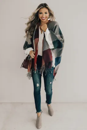 Favorite Time Of Year Plaid Poncho