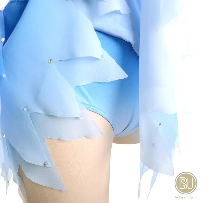 Figure Skating Dress Light Blue Ombre Long Sleeves