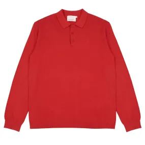 Fine Cut Knitted Polo - Lava Red