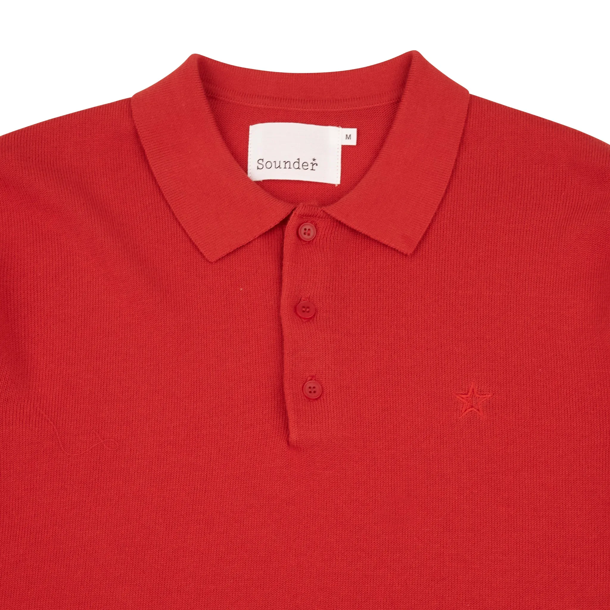 Fine Cut Knitted Polo - Lava Red