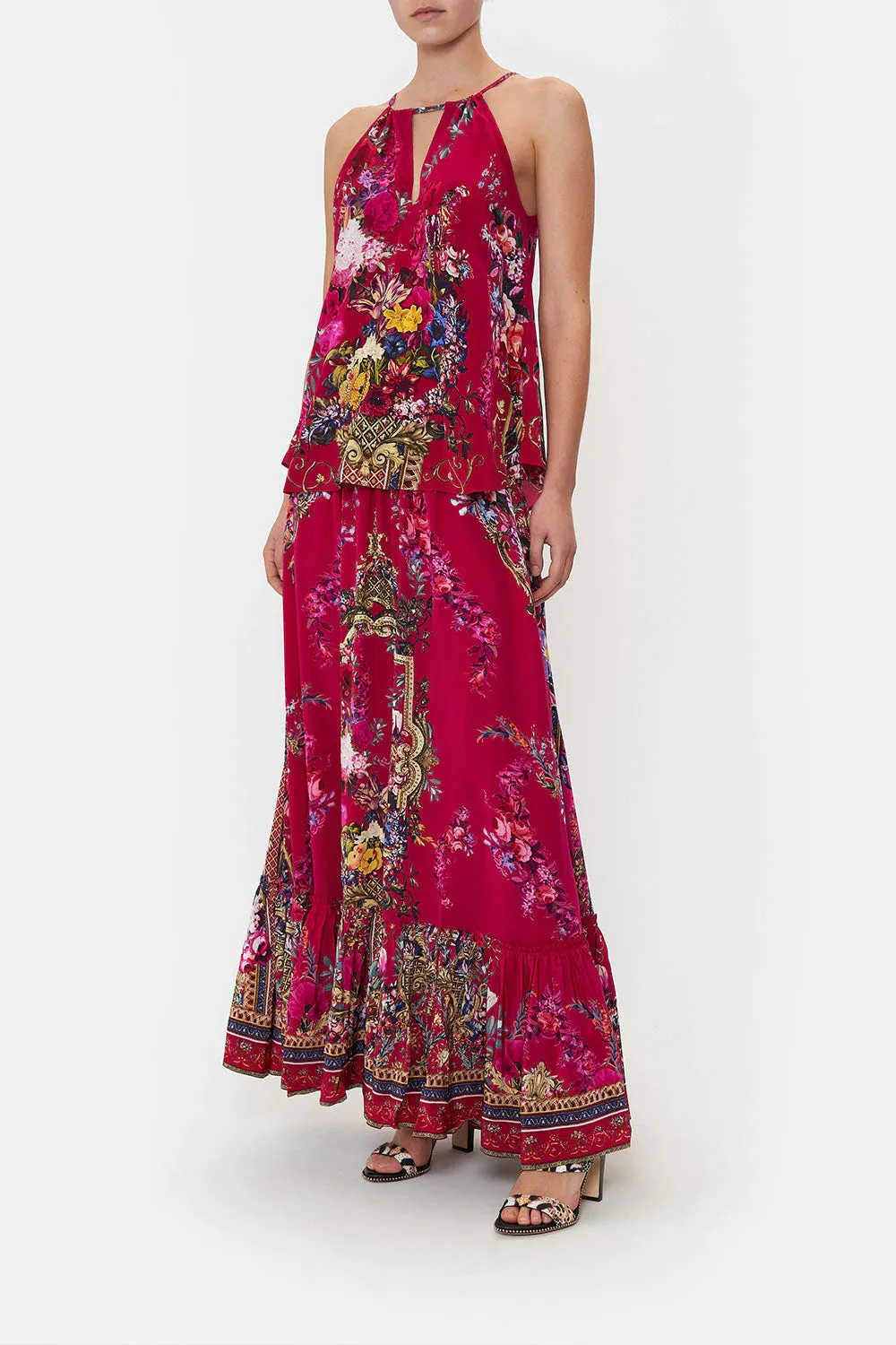 Flared Cami w/ Neck Tie - Boheme Blooms