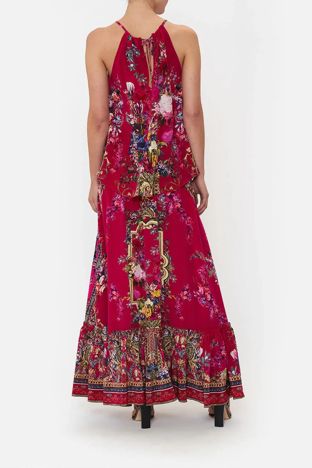 Flared Cami w/ Neck Tie - Boheme Blooms