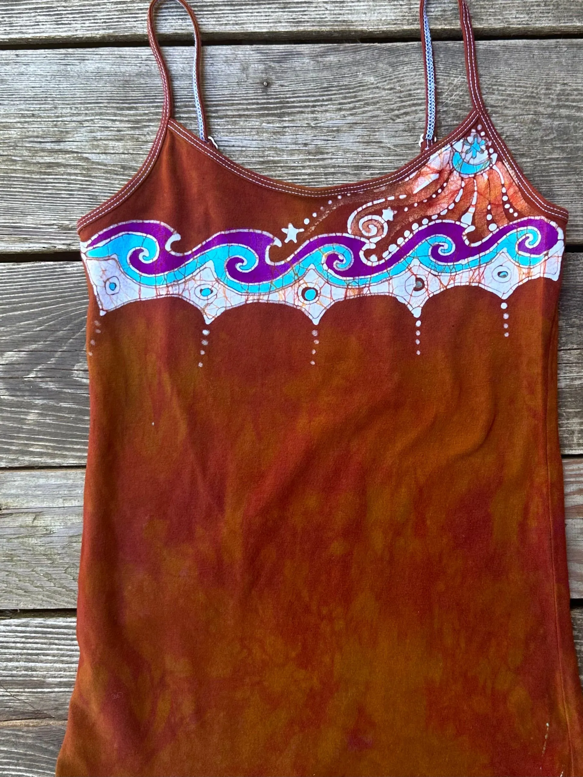 Found At Sea in Waves of Love Hand Painted Batik Tank Top