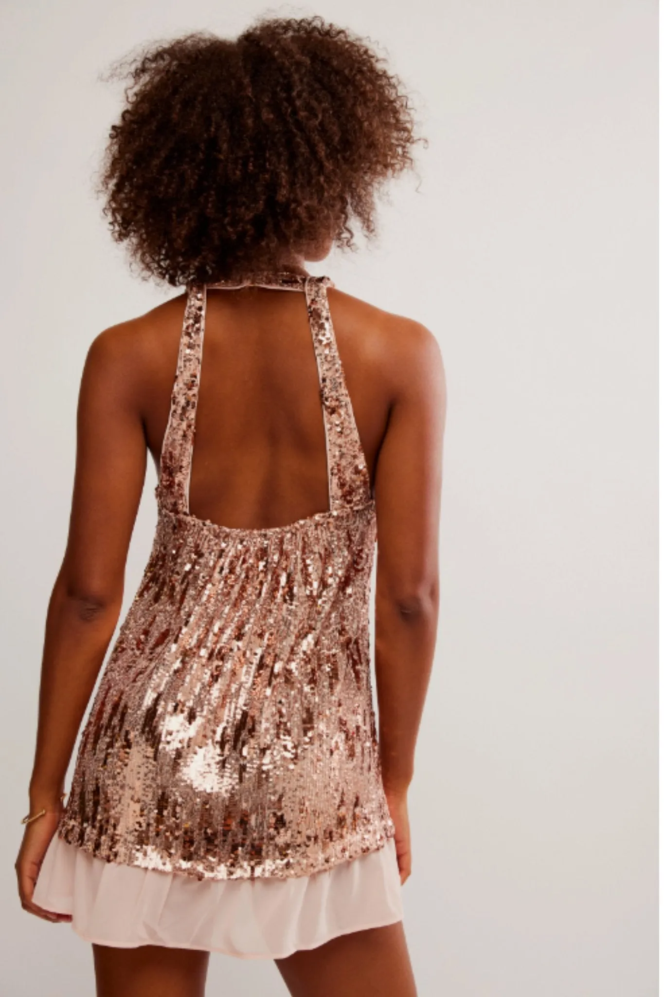 Free People: Bejeweled Mini Dress in Rose Gold