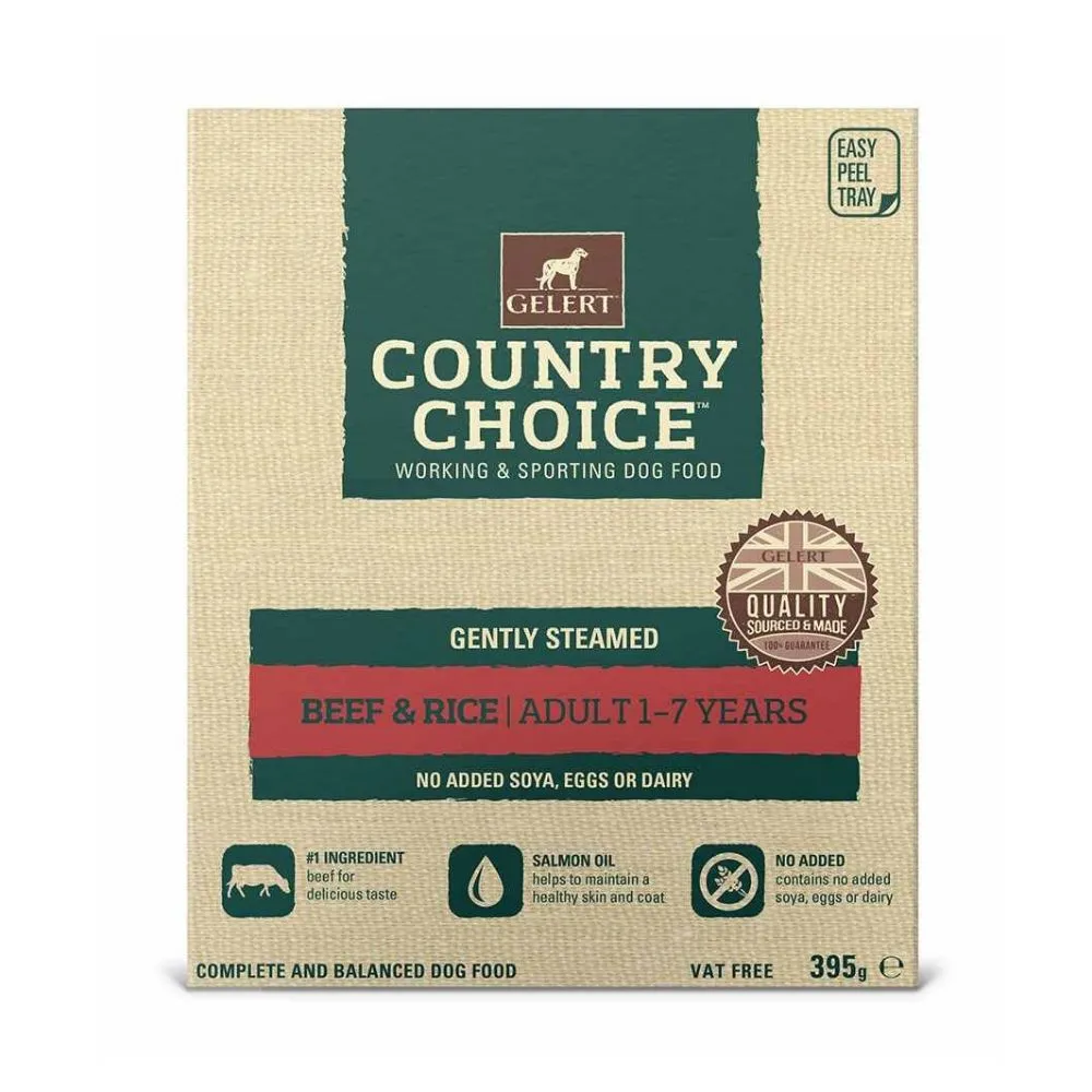 Gelert Country Choice Beef & Rice Tray Dog Food 10 x 395g