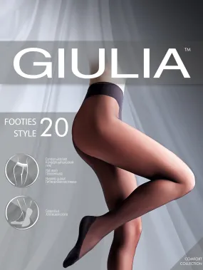Giulia Footies Style 20 Denier Sheer Tights with a Cotton-rich sock