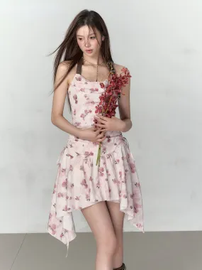Gold & Apricot Drawstring Waist Camisole Dress