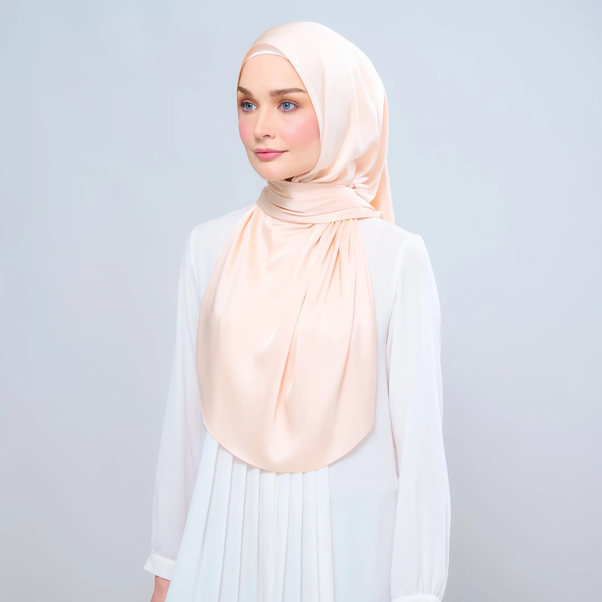 Instant Tag n' Go Shawl  | Satin Silk in Soft Apricot