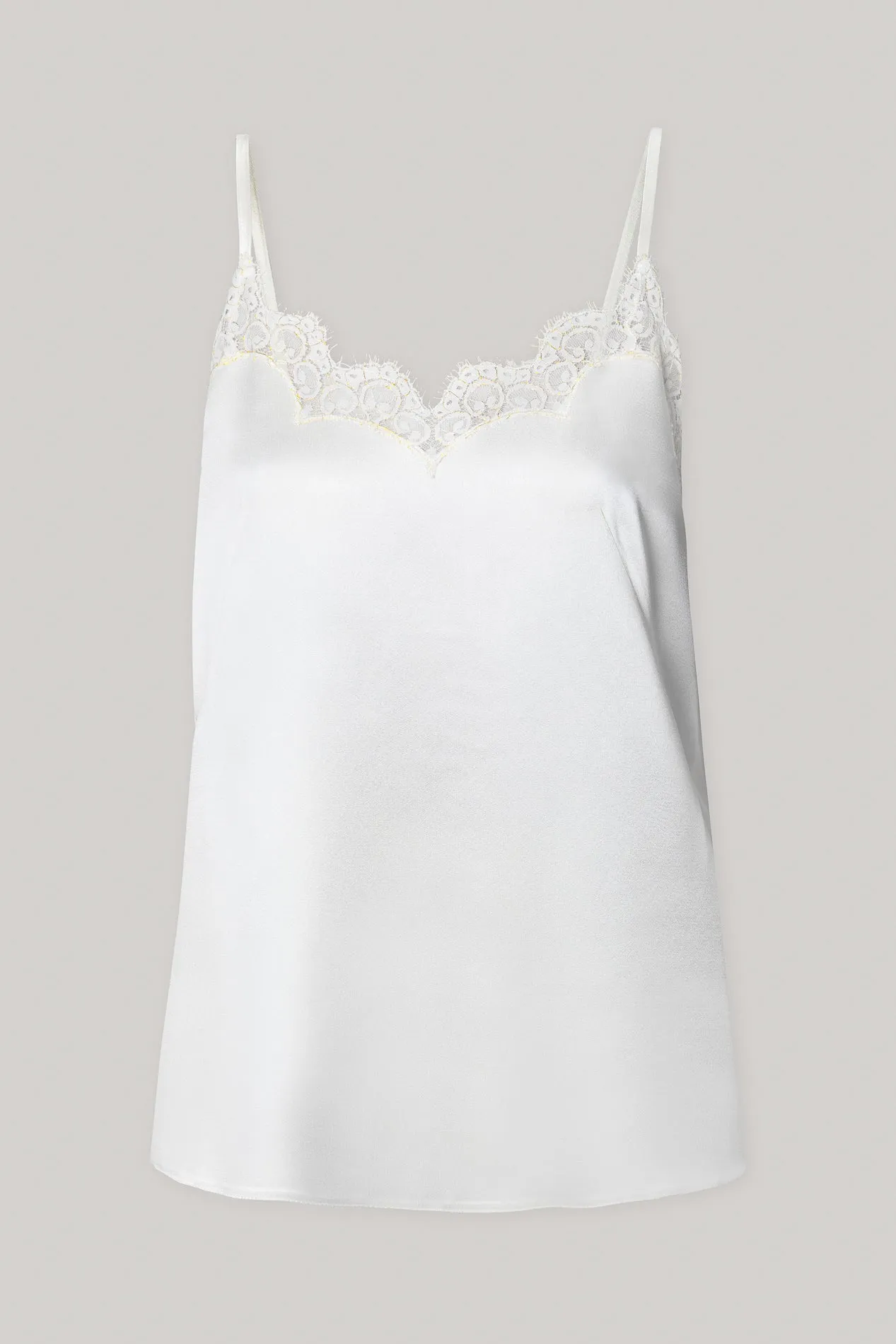Ivory With Gold Lace Insertions Satin Camisole Top