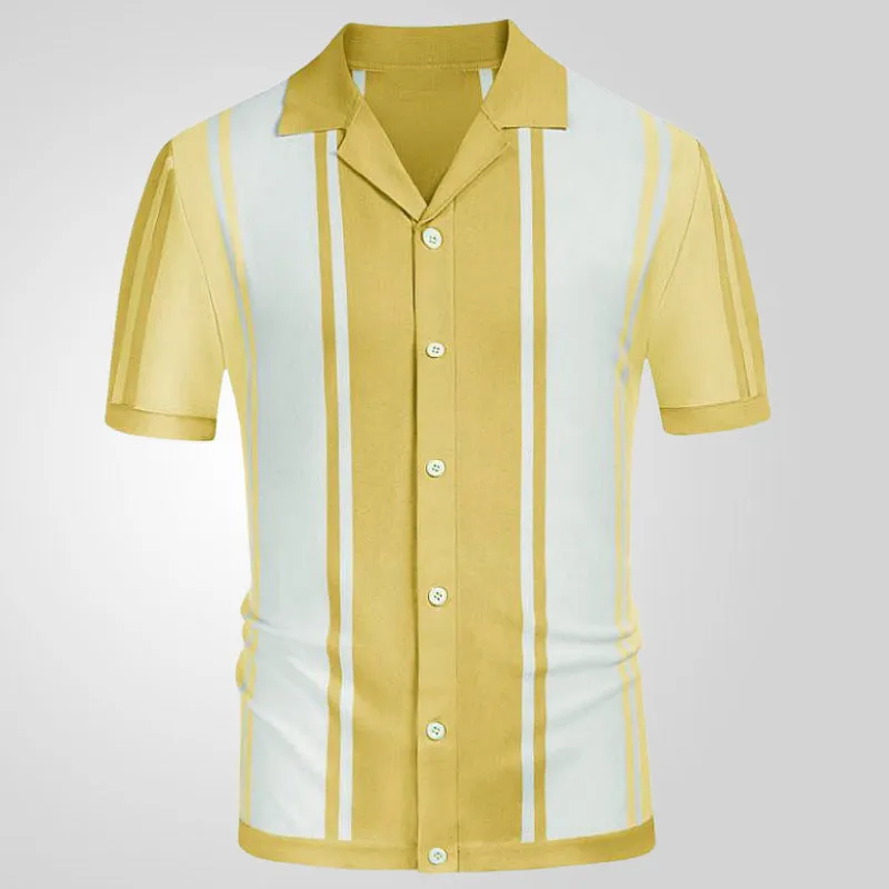 Jinquedai summer outfits men New Men's Summer Stitching Contrast Color Sweater Lapel Business Polo Shirt Men