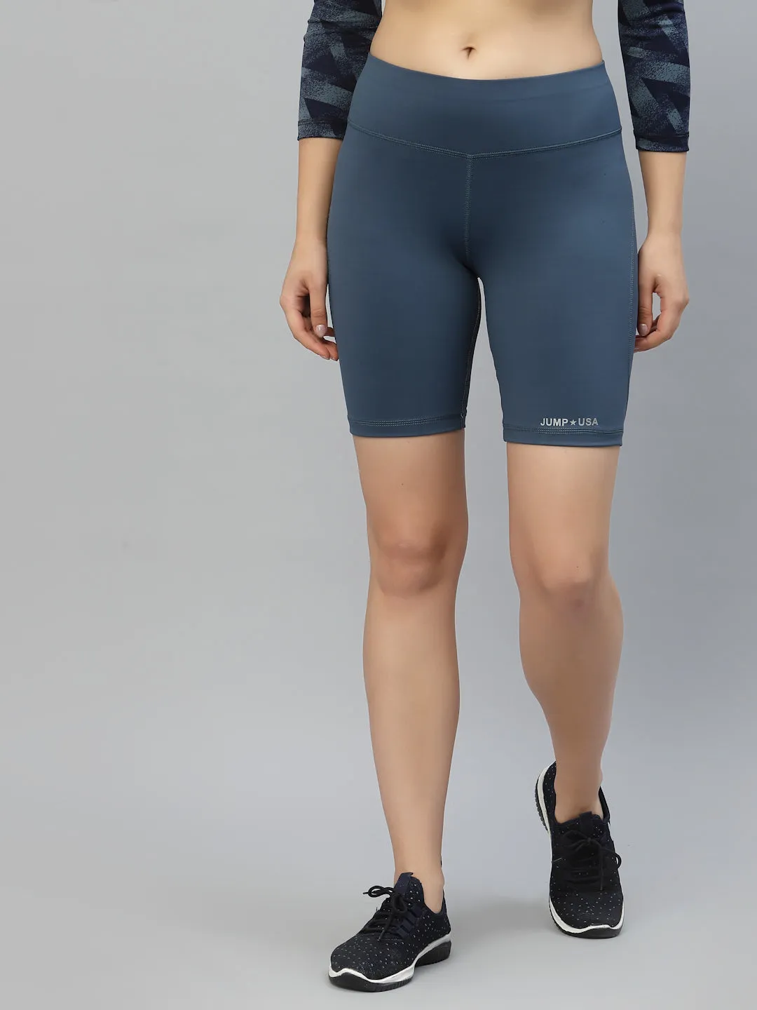 JUMP USA Women Ensign Blue Rapid-Dry Fit Running Short Tights