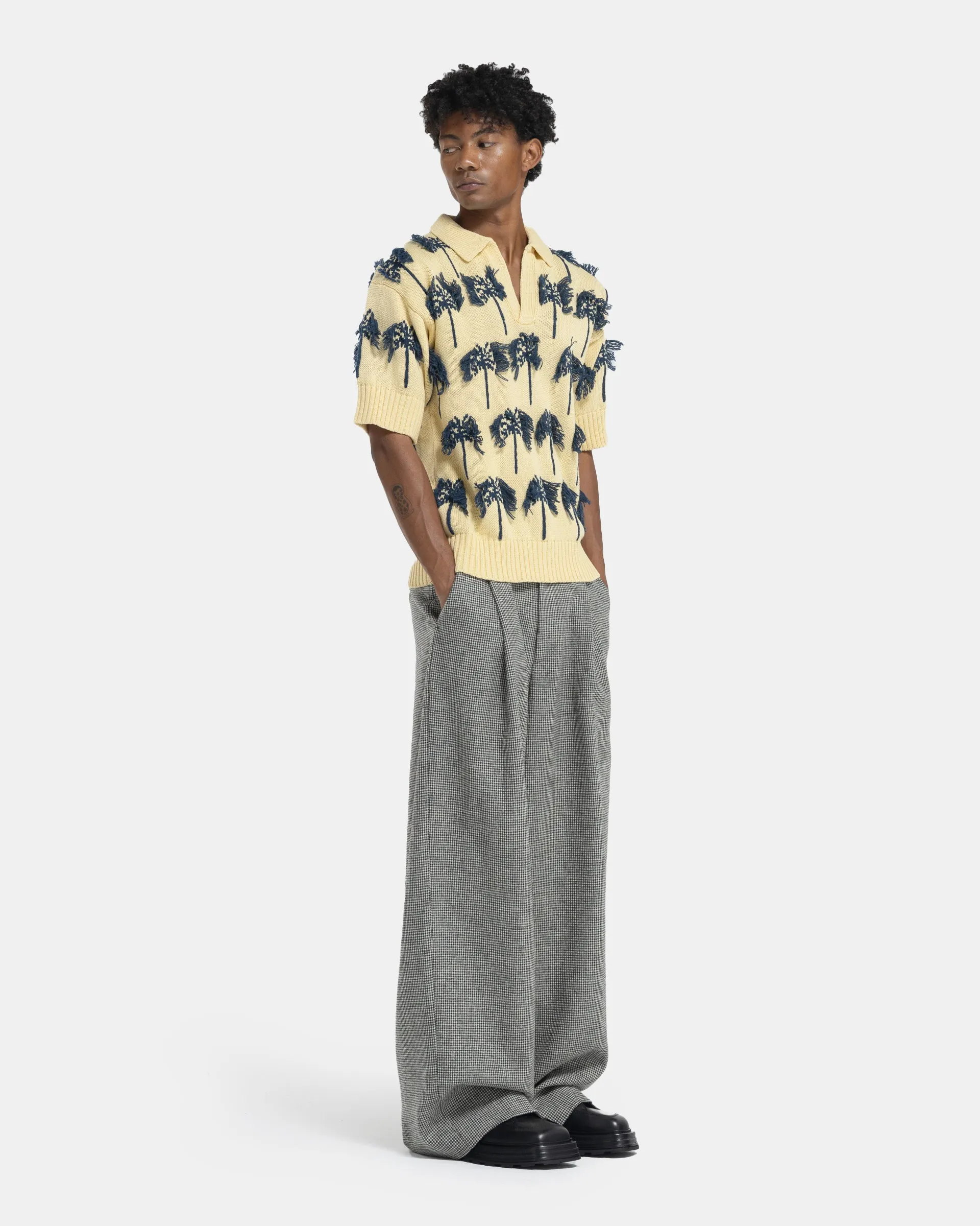 Knit Polo Neck Sweater in Open Yellow