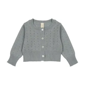 Lilette Blue Dotted Open Knit Cardigan