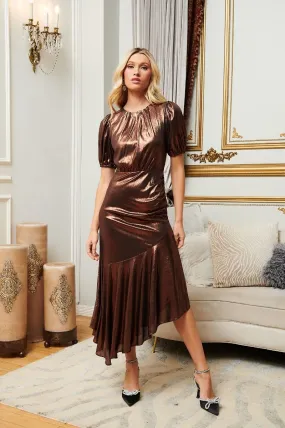Liquid Copper Midi Dress