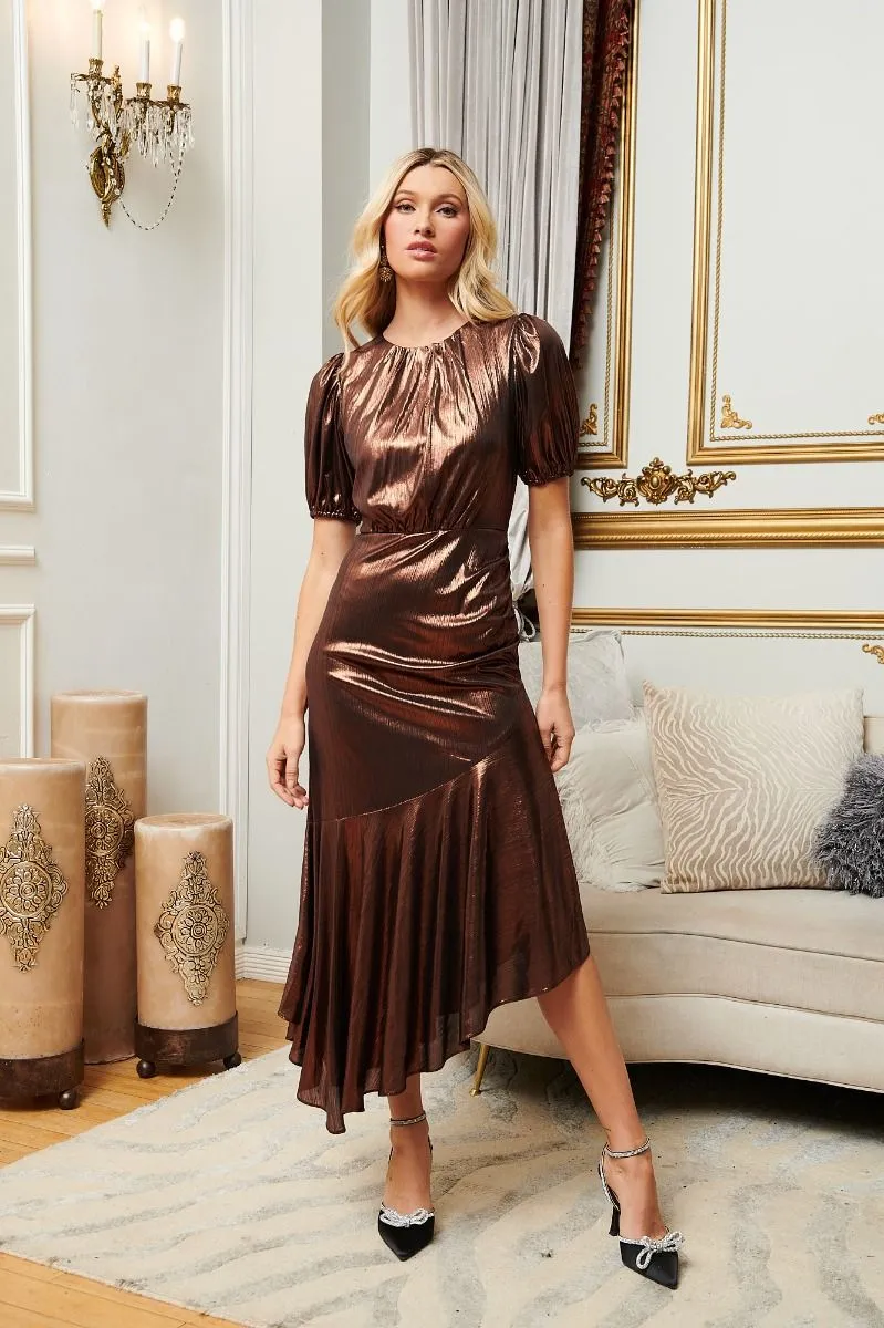 Liquid Copper Midi Dress