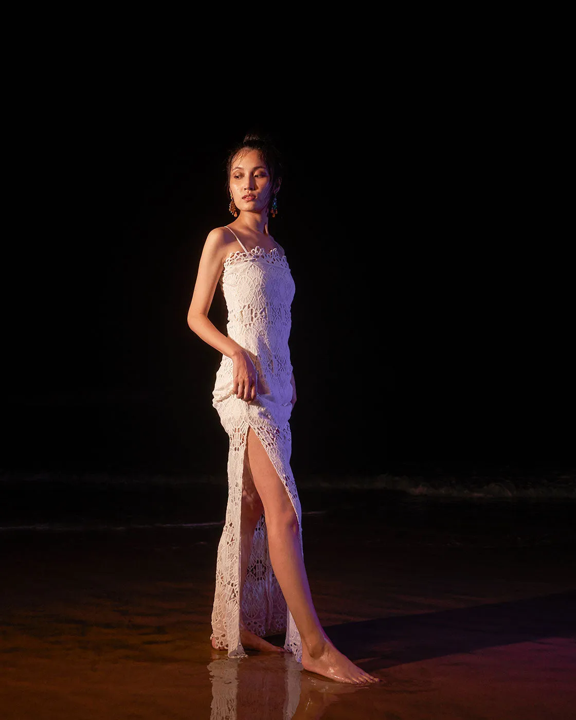 LONG CUTWORK DRESS