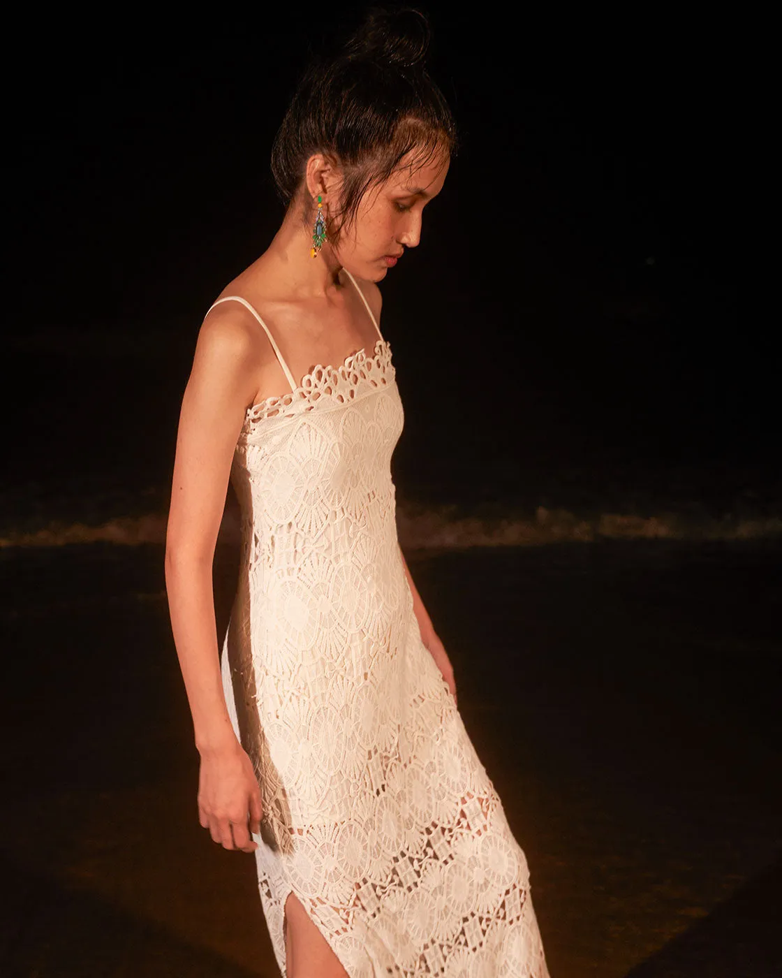 LONG CUTWORK DRESS