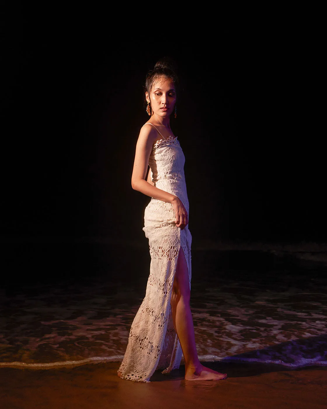 LONG CUTWORK DRESS