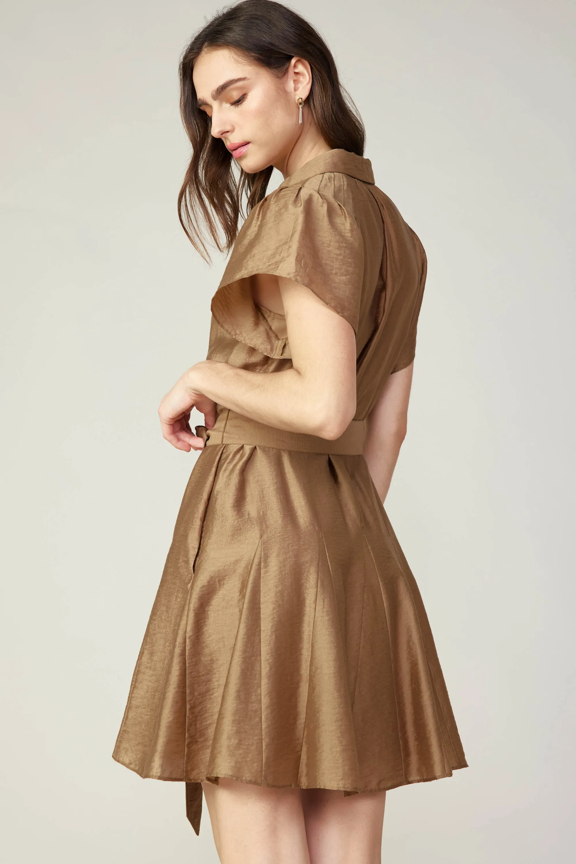 Lustrous Godet Mini Dress