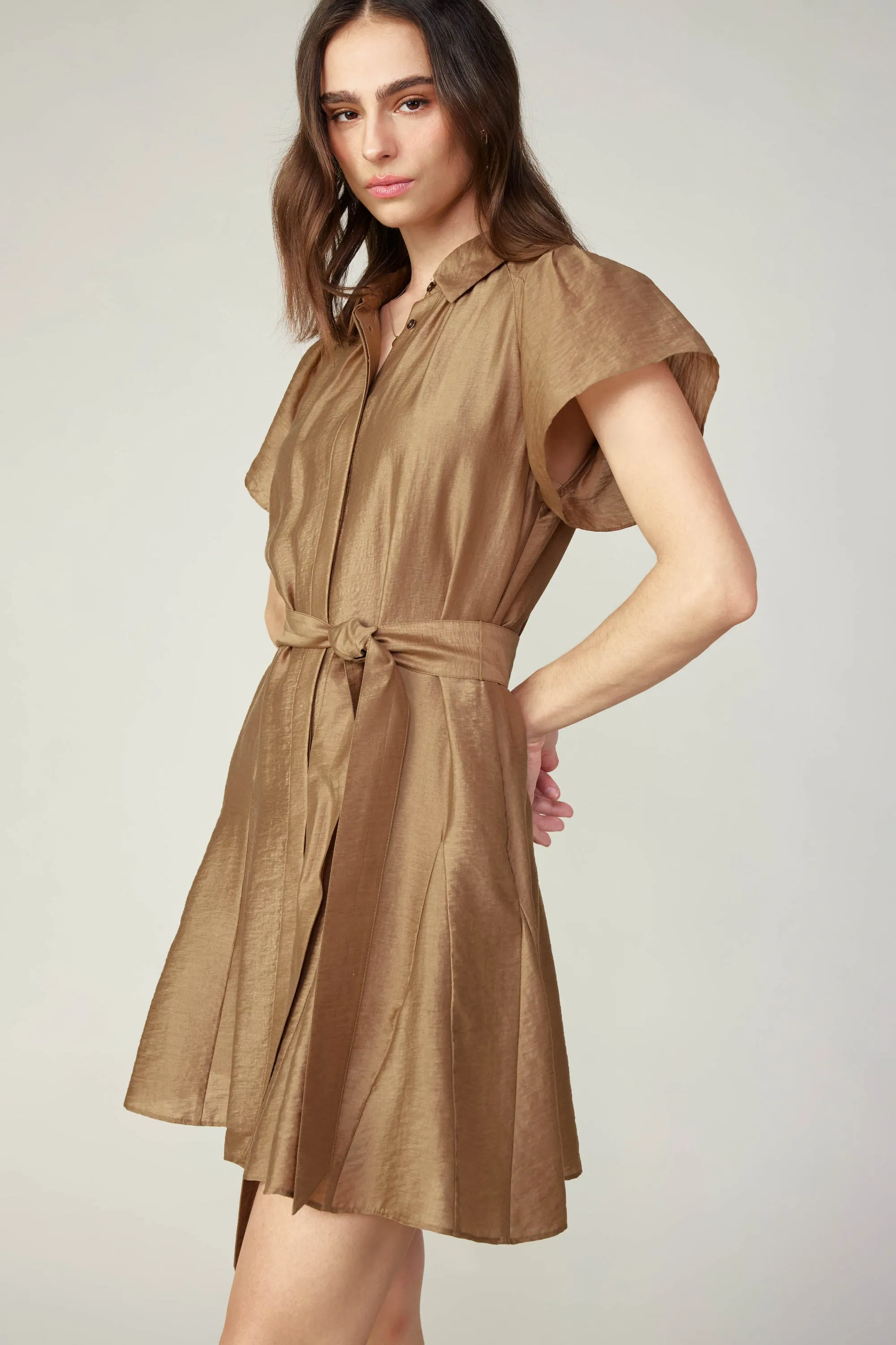 Lustrous Godet Mini Dress