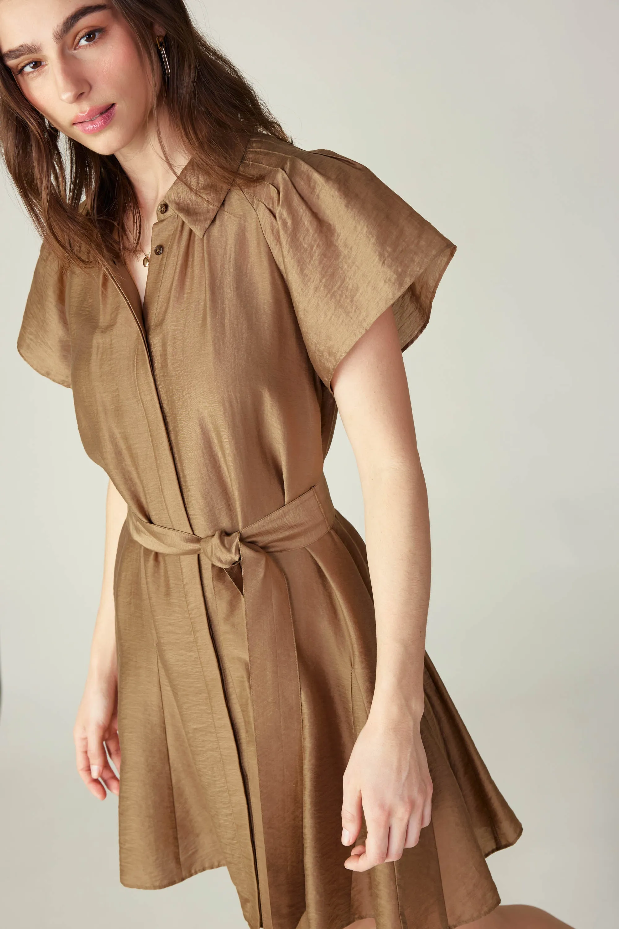 Lustrous Godet Mini Dress