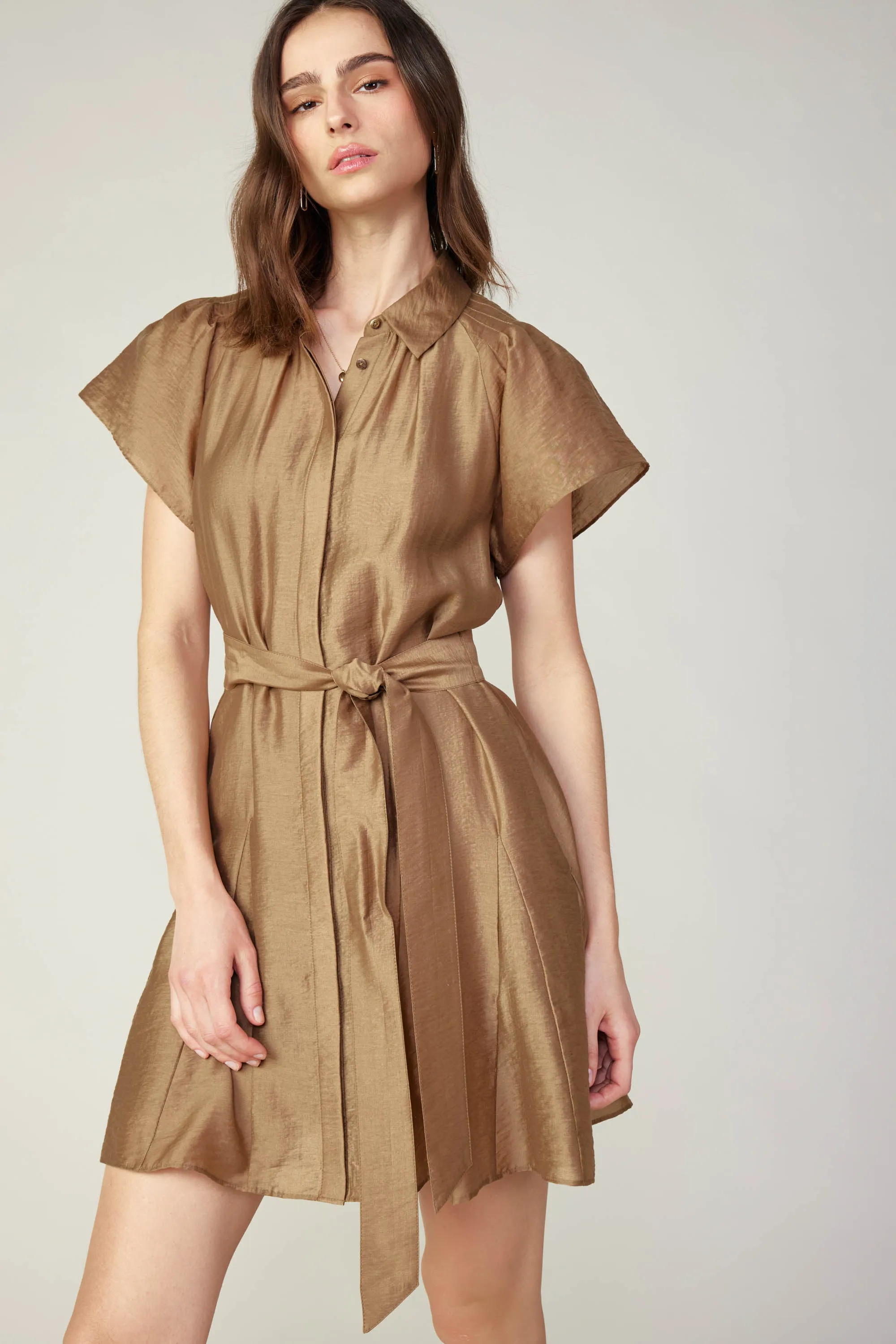Lustrous Godet Mini Dress