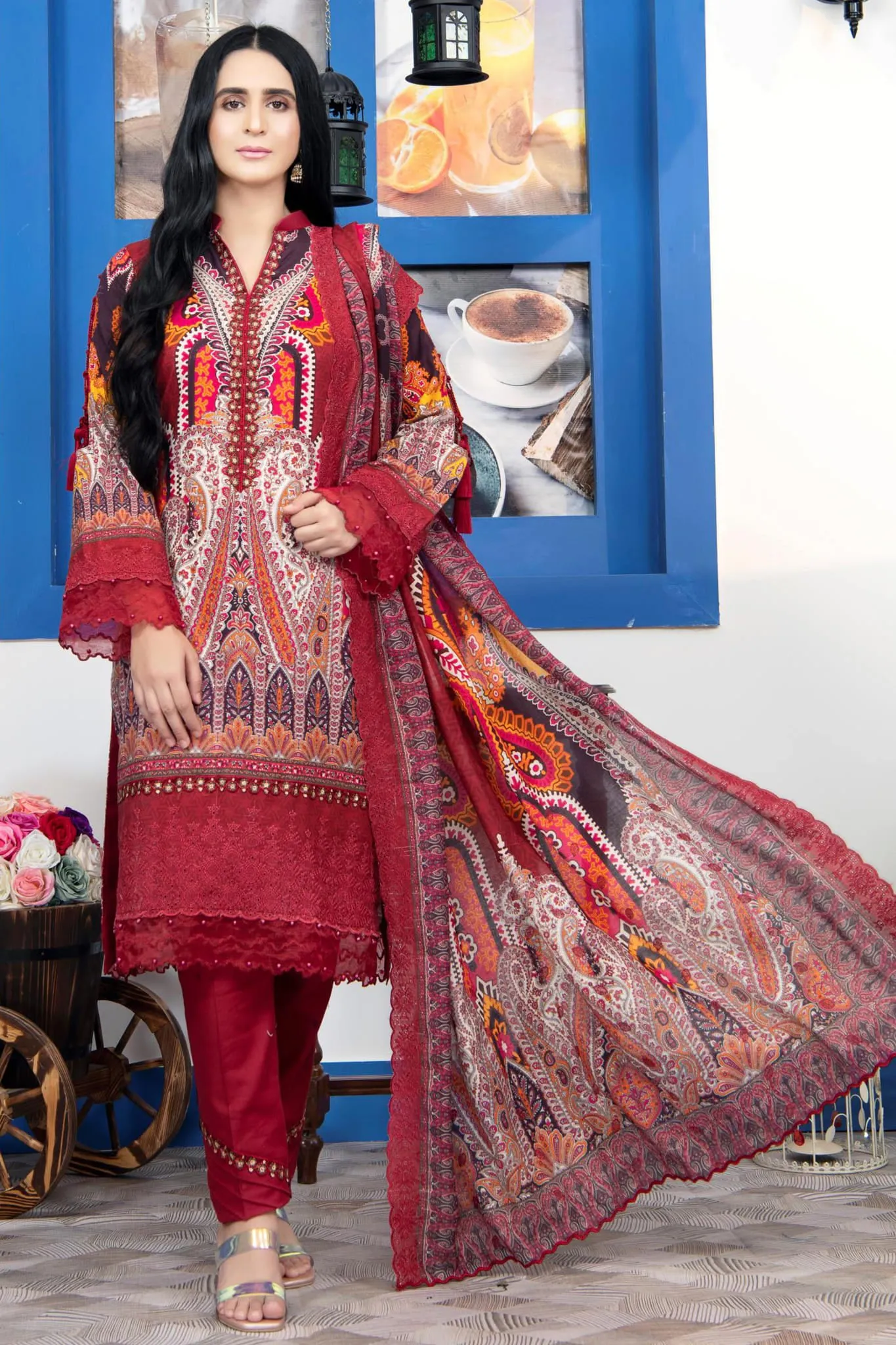 Mashaal by Riaz Arts Unstitched 3 Piece Digital Emb Khaddar Collection'2022-MD-08