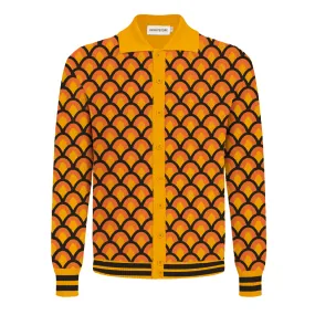 Men's yellow vintage jacquard cardigan sweater