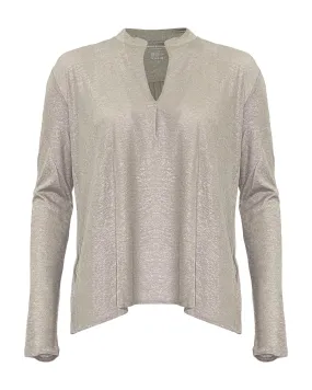 Metallic Henley Pullover