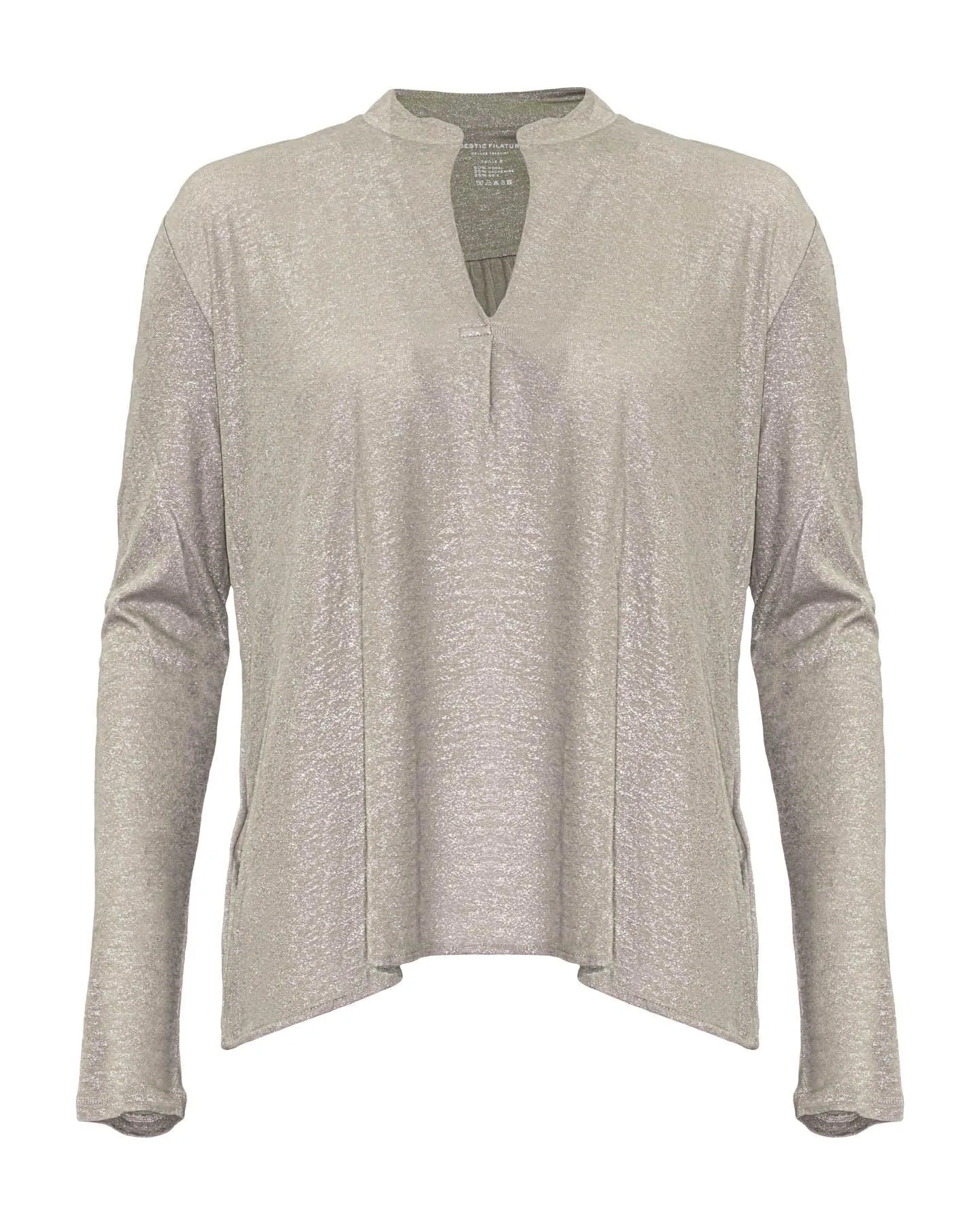 Metallic Henley Pullover
