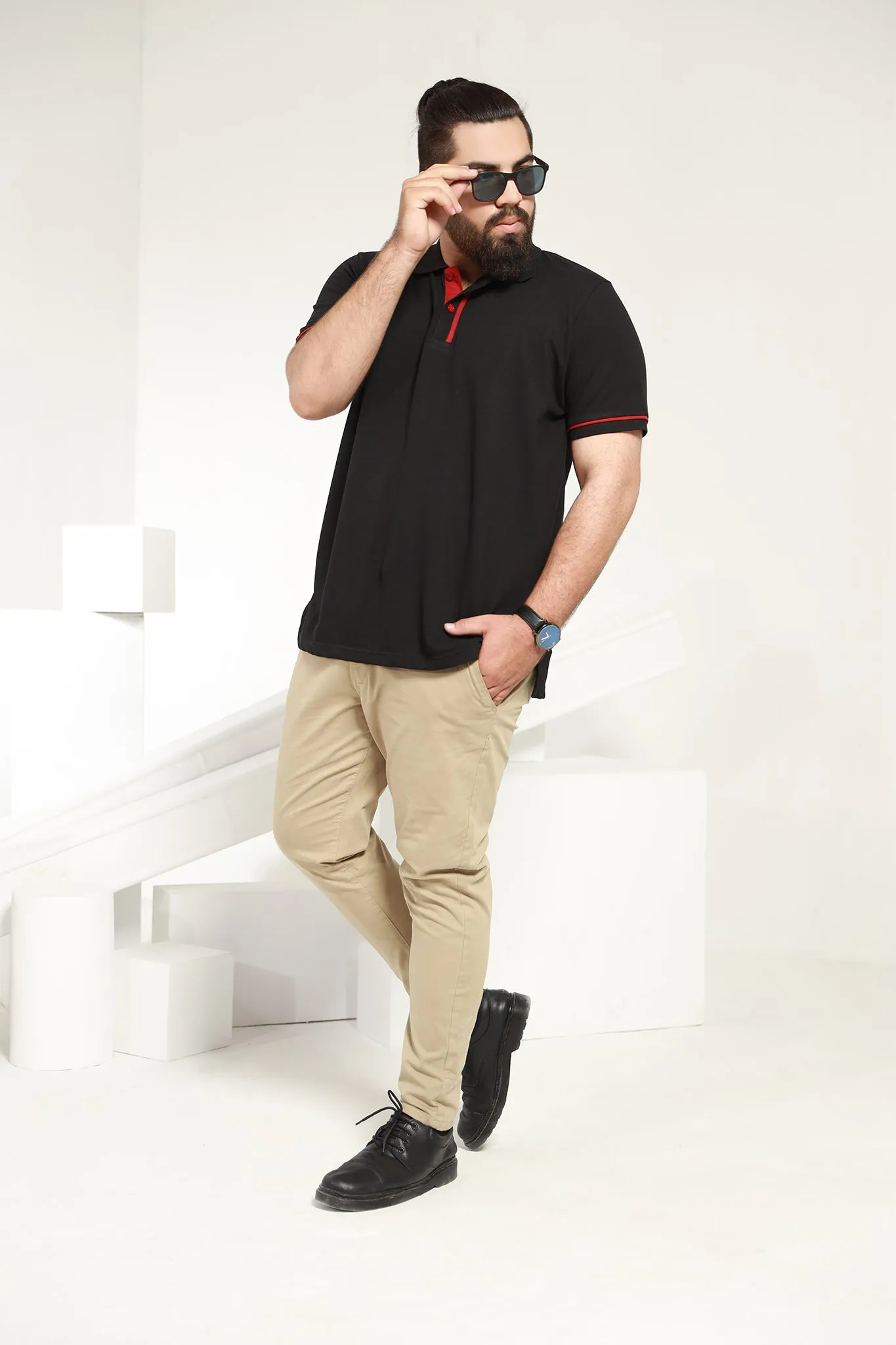 Minimal Black Polo (Plus Size) - P21 - MP0039P