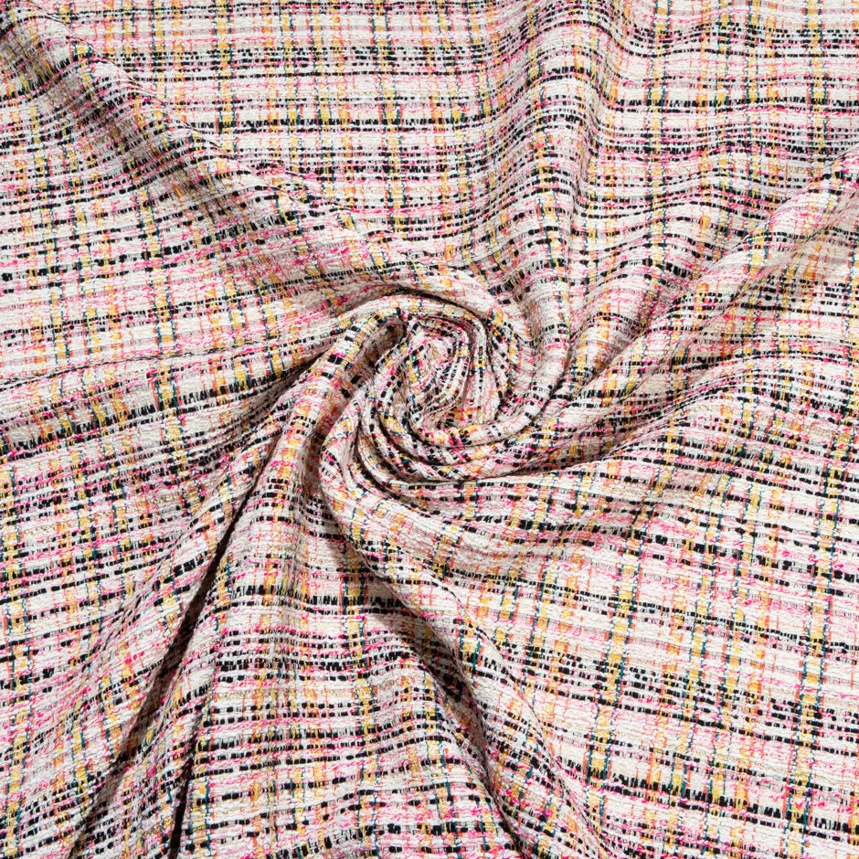 Multi-Coloured Threaded Ivory Metallic Bouclé (A 2.25m Piece)