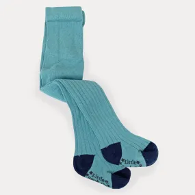 Non-Slip Super Soft Ribbed Tights in Aqua