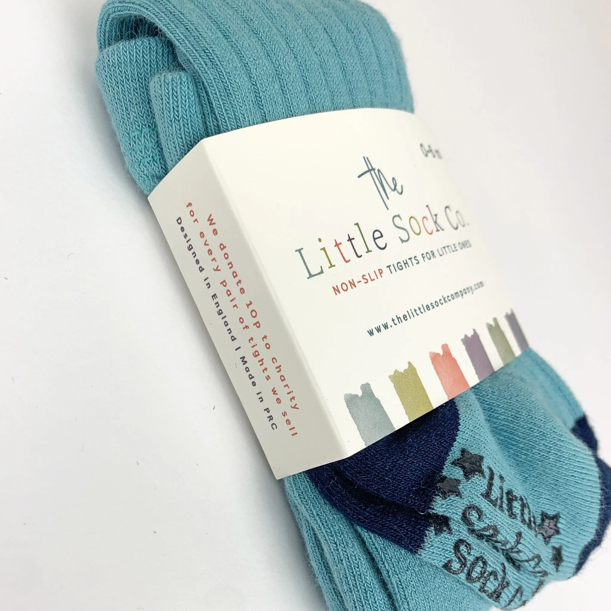 Non-Slip Super Soft Ribbed Tights in Aqua