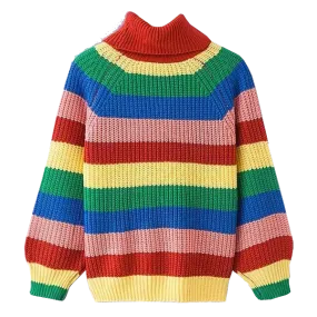 Oversized Rainbow Striped Sweater