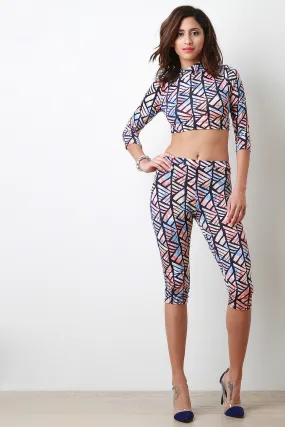 Patterned Print Capri Leggings