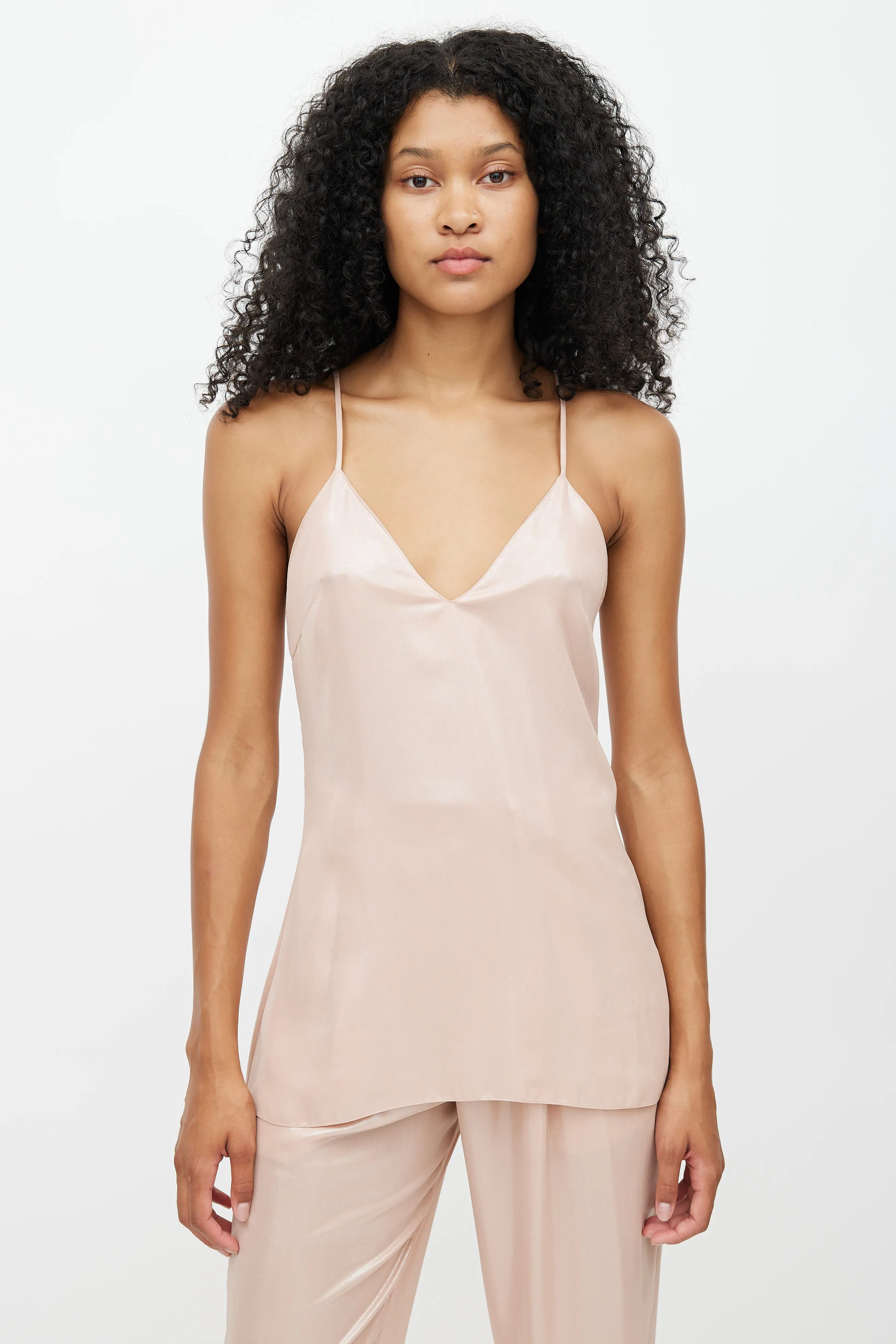 Pink Metallic V-Neck Camisole