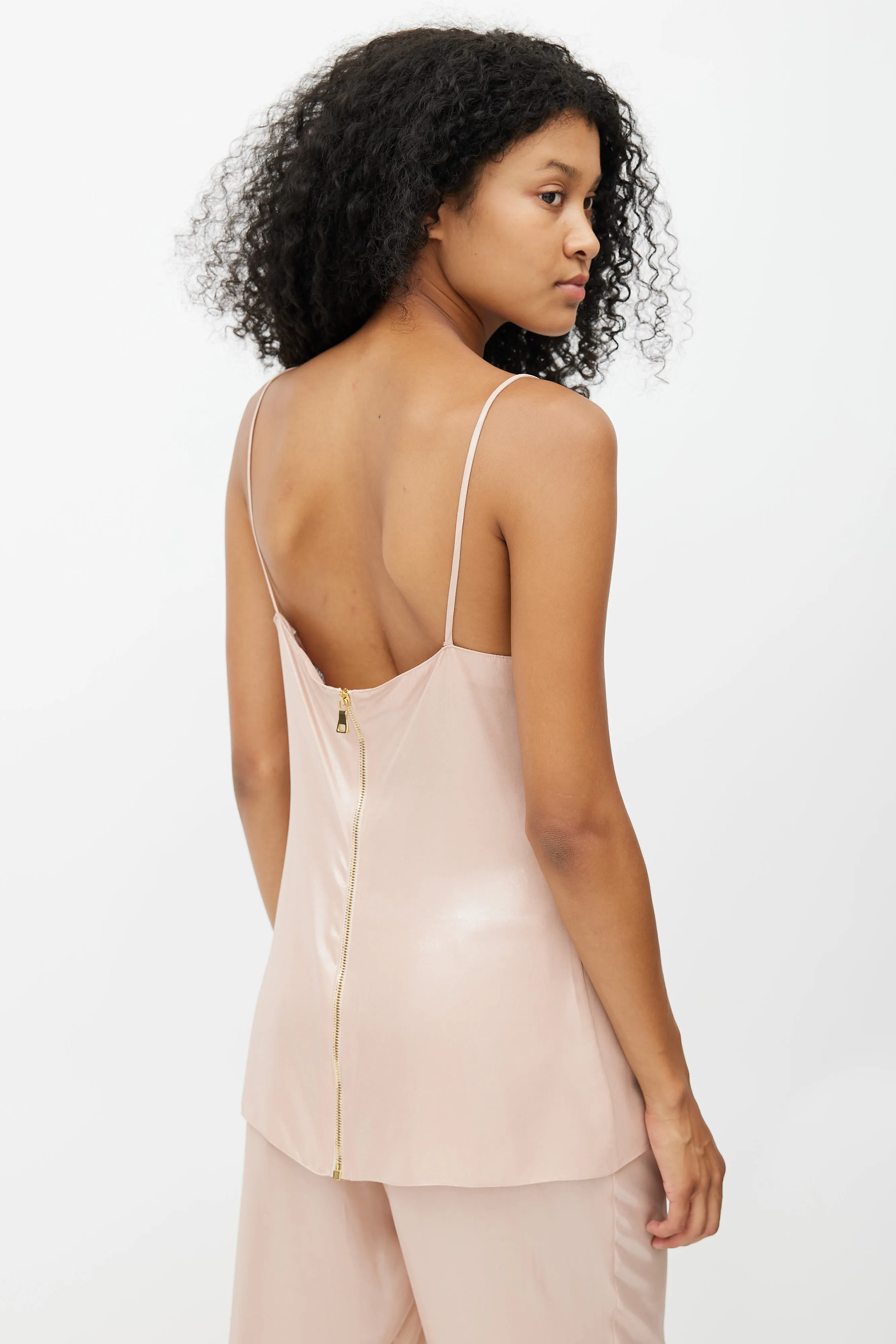 Pink Metallic V-Neck Camisole
