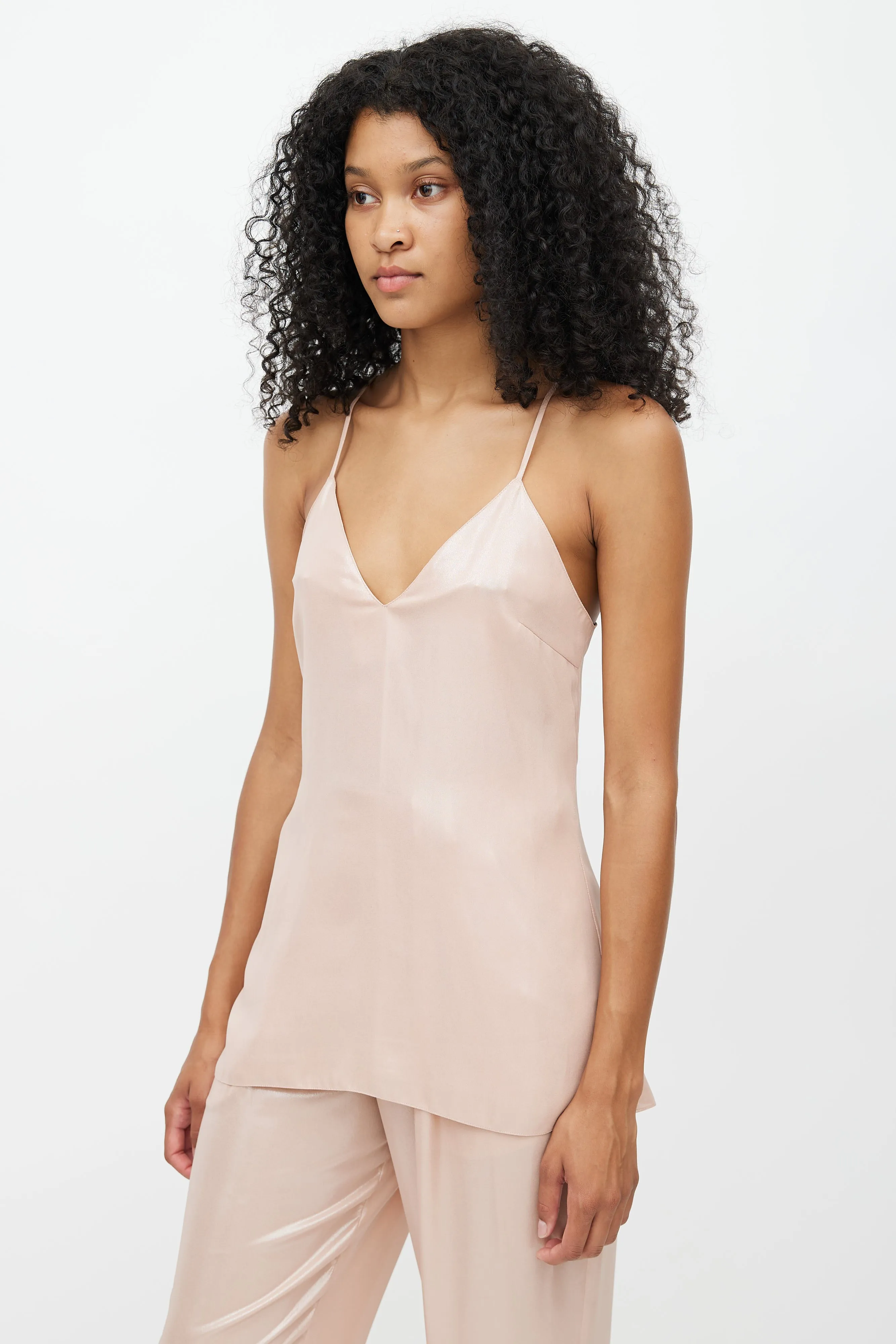 Pink Metallic V-Neck Camisole