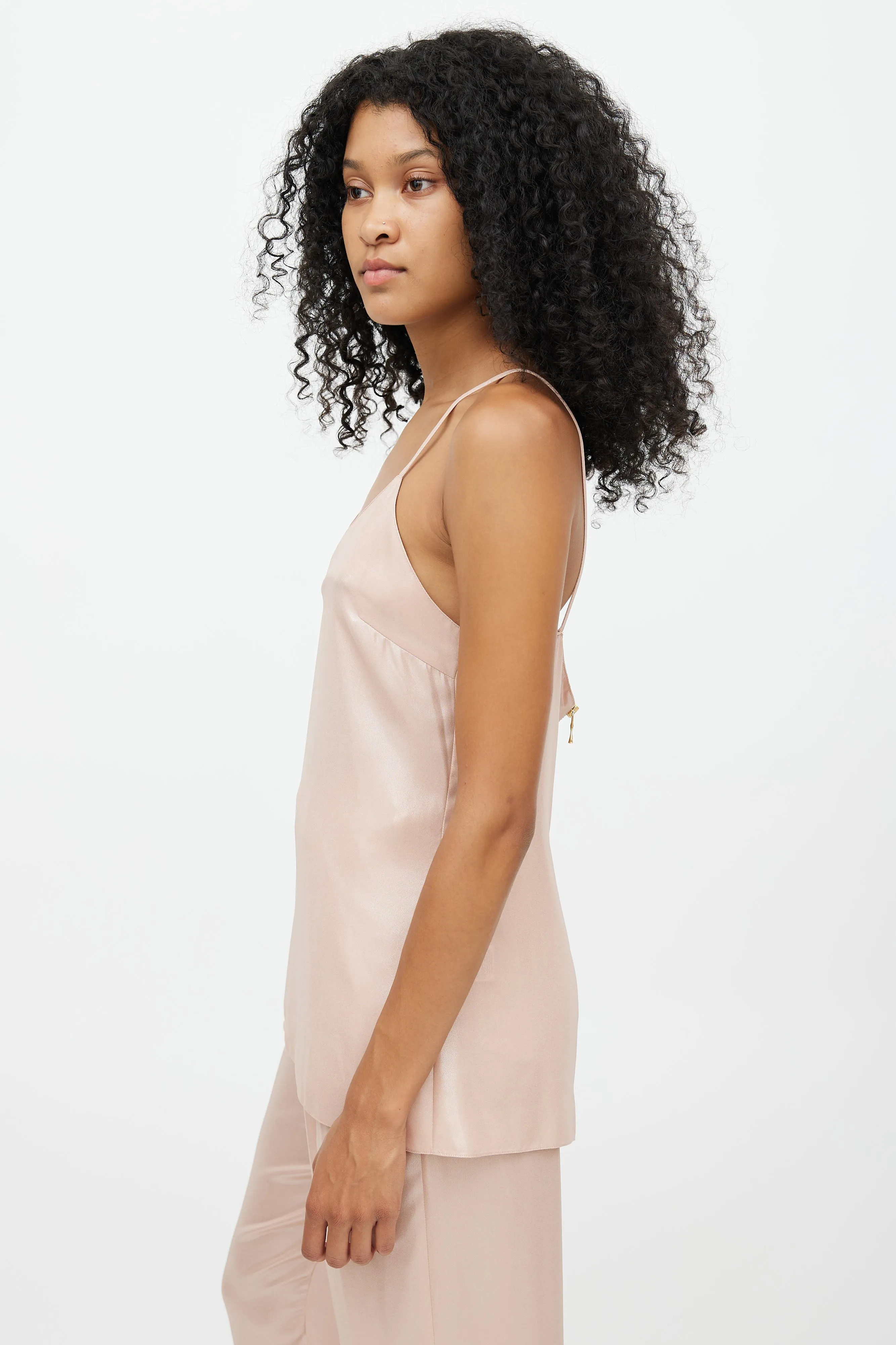 Pink Metallic V-Neck Camisole