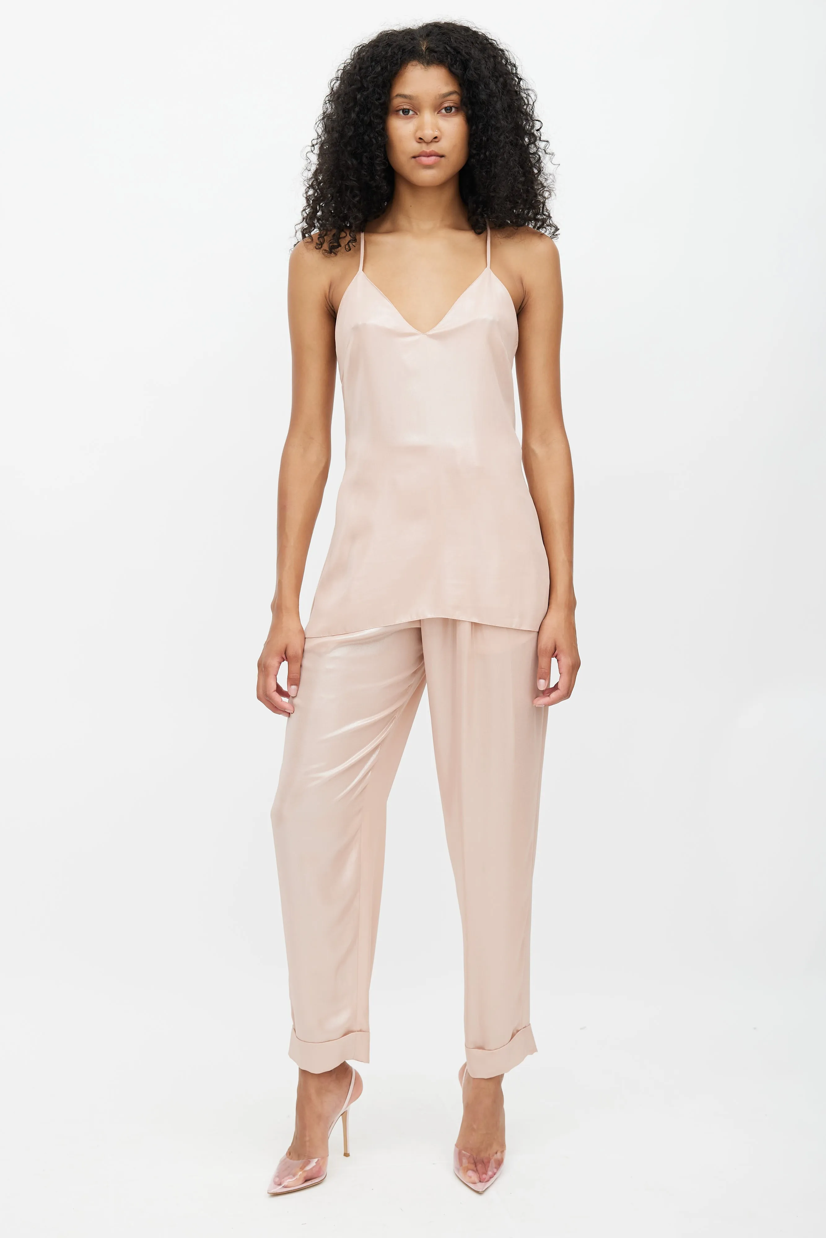 Pink Metallic V-Neck Camisole